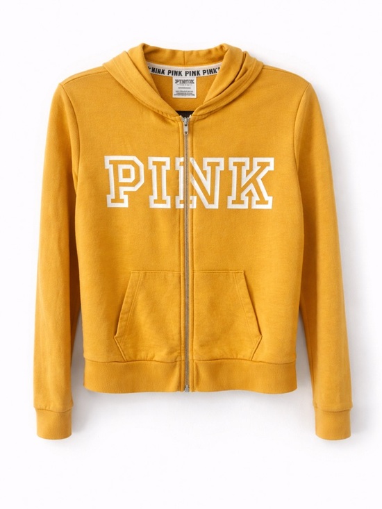 Victoria's Secret Tops - Victoria’s Secret PINK Yellow Zip Hoodie Small Casual Athleisure Y2K